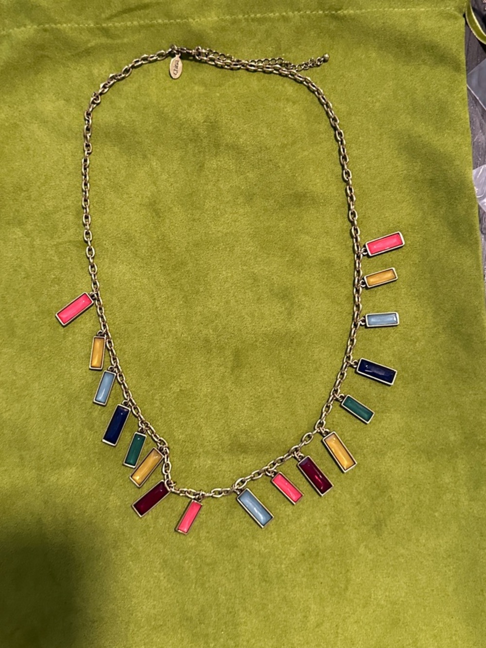 Gold-Tone Multi-Color Bar Pendant Necklace - Women Jewelry